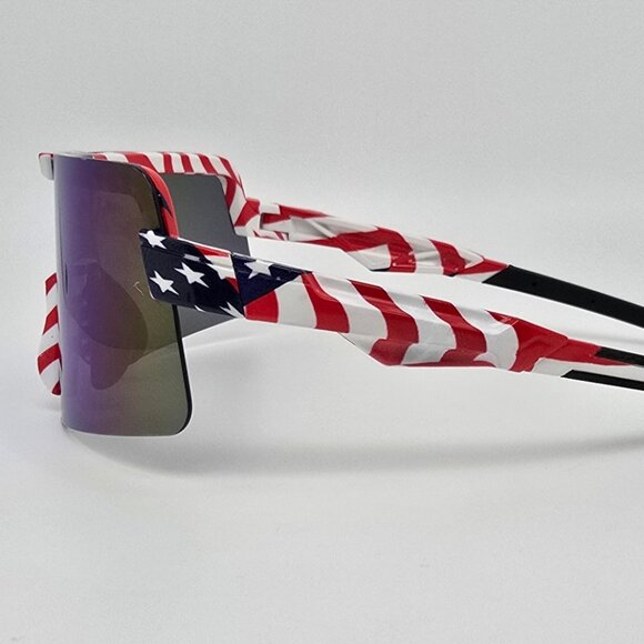 Omekol Flag Stars & Stripes Frame Polarized Blue Lens Sports Baseball Sunglasses - Picture 3 of 12